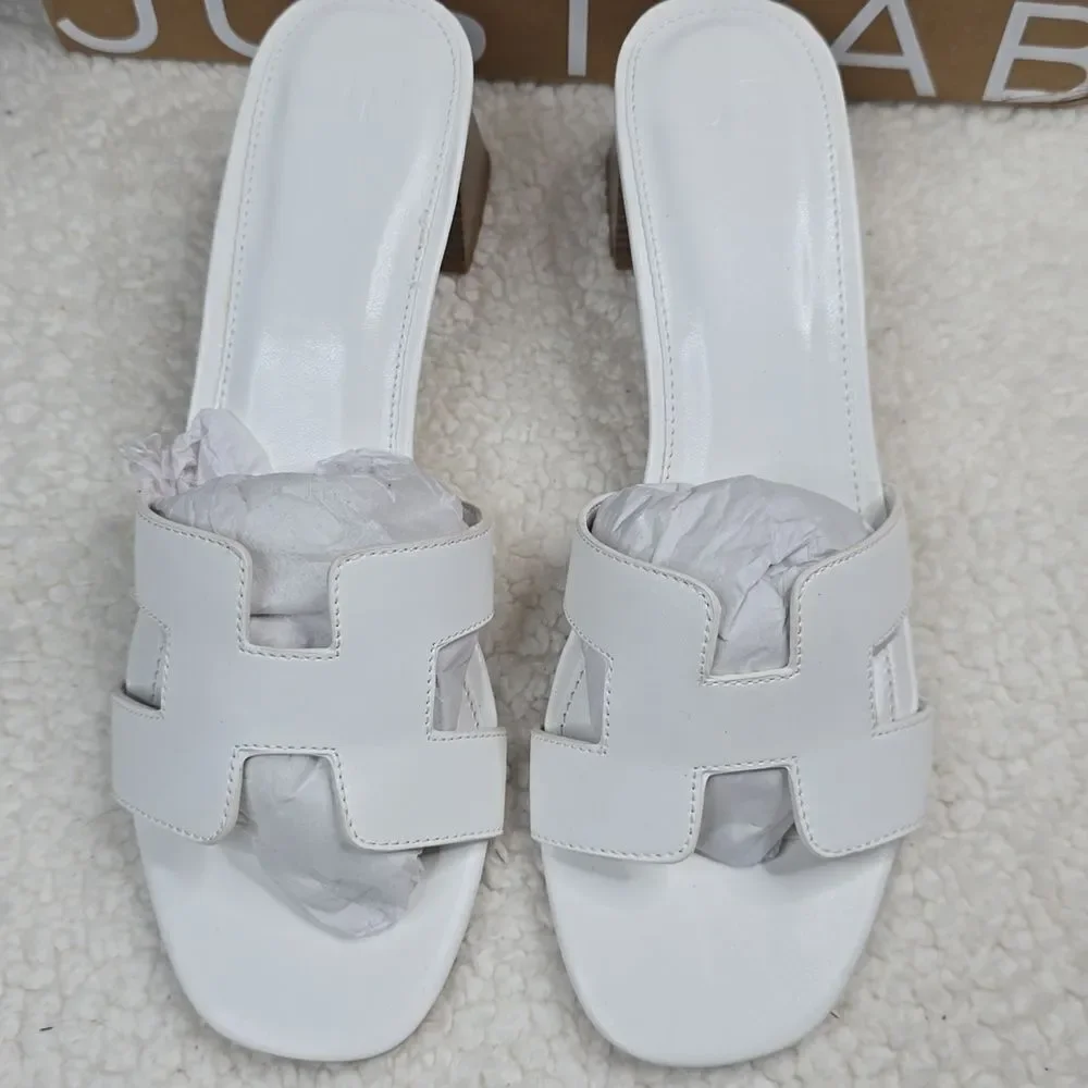 NIB JustFab Haidee Bright White Heeled Sandal Size 8.5 - Picture 2 of 9